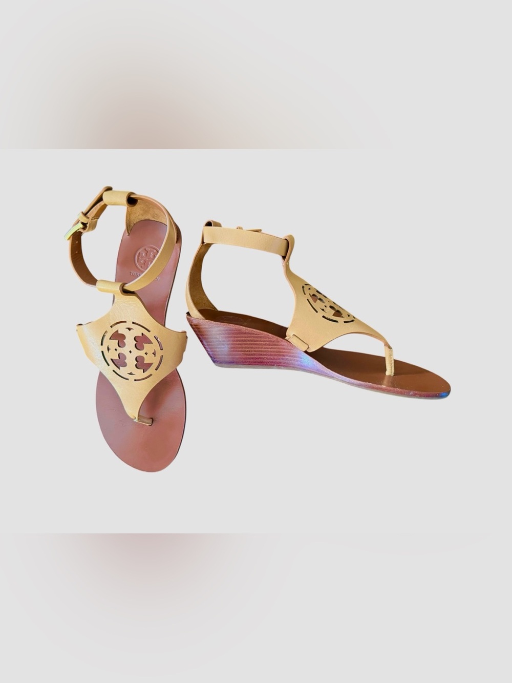 Tory Burch Leather Wedge Sandals - Picture 4 of 7